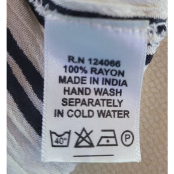 Shoreline Womens Striped Wide Leg Jumpsuit Small Black White Sleeveless O-Ring - Picture 9 of 9